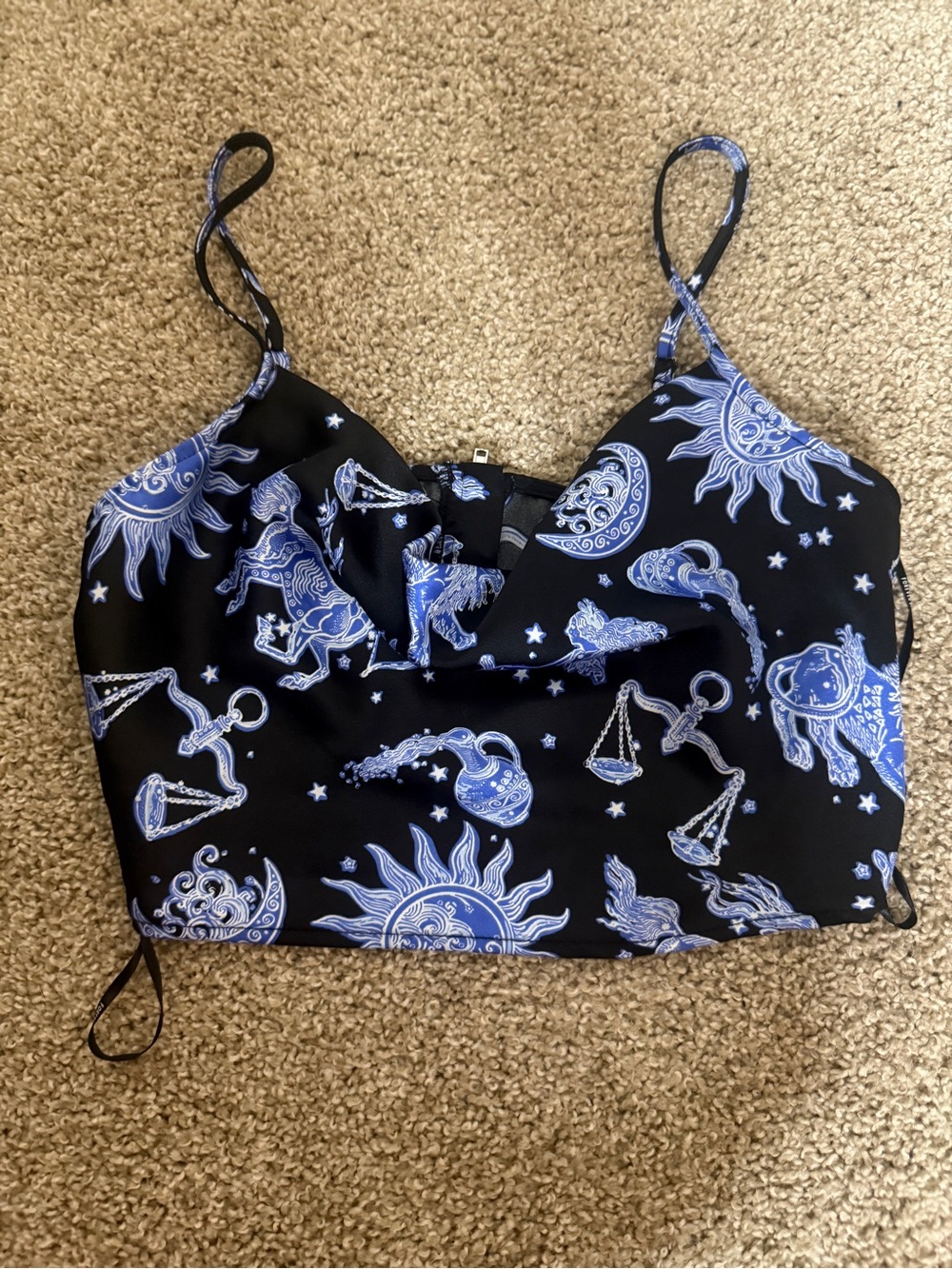 Forever 21 Black & Blue Zodiac Print crop
